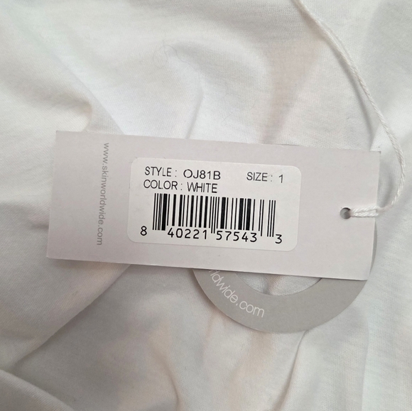 Skin Organic Pima Cotton White Belted Shawl Collar Robe Size 1 NWT Luxury Lounge - Picture 10 of 10